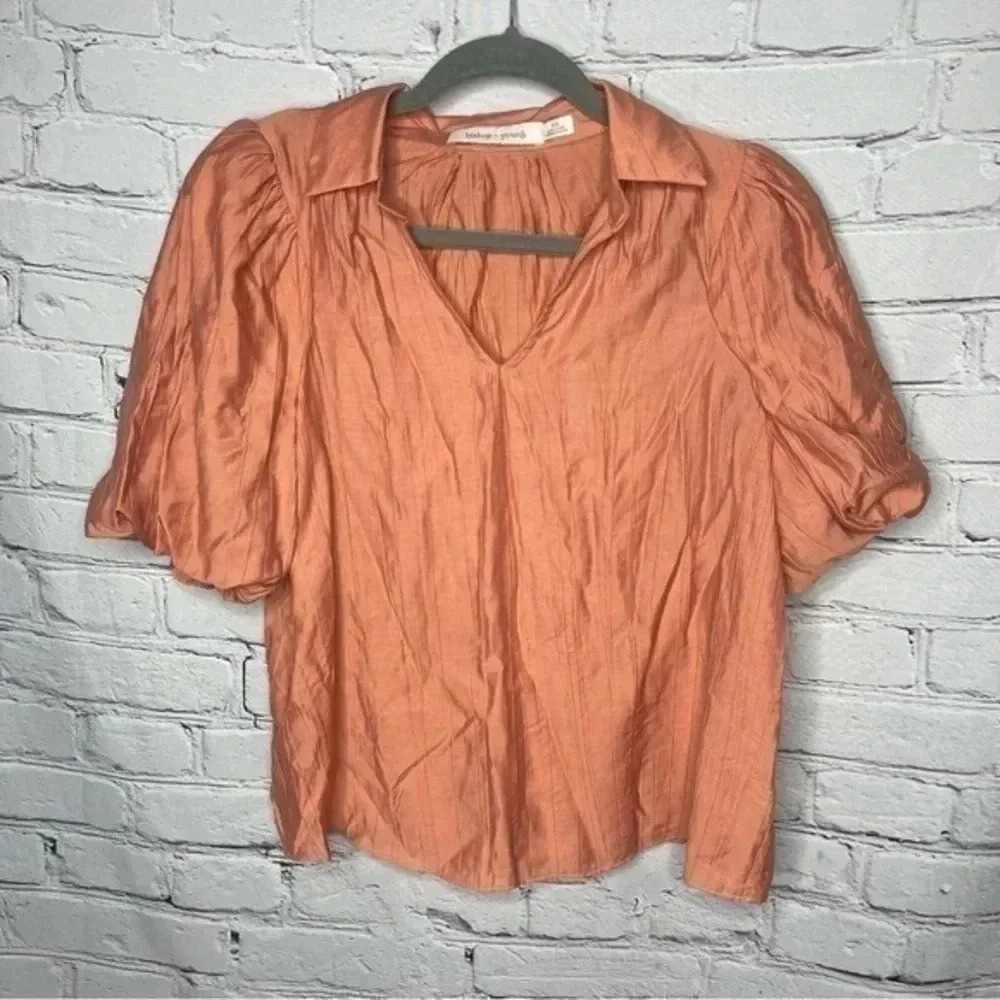 NWT Bishop & Young The Benni Papaya Bubble Women’s Blouse size XS